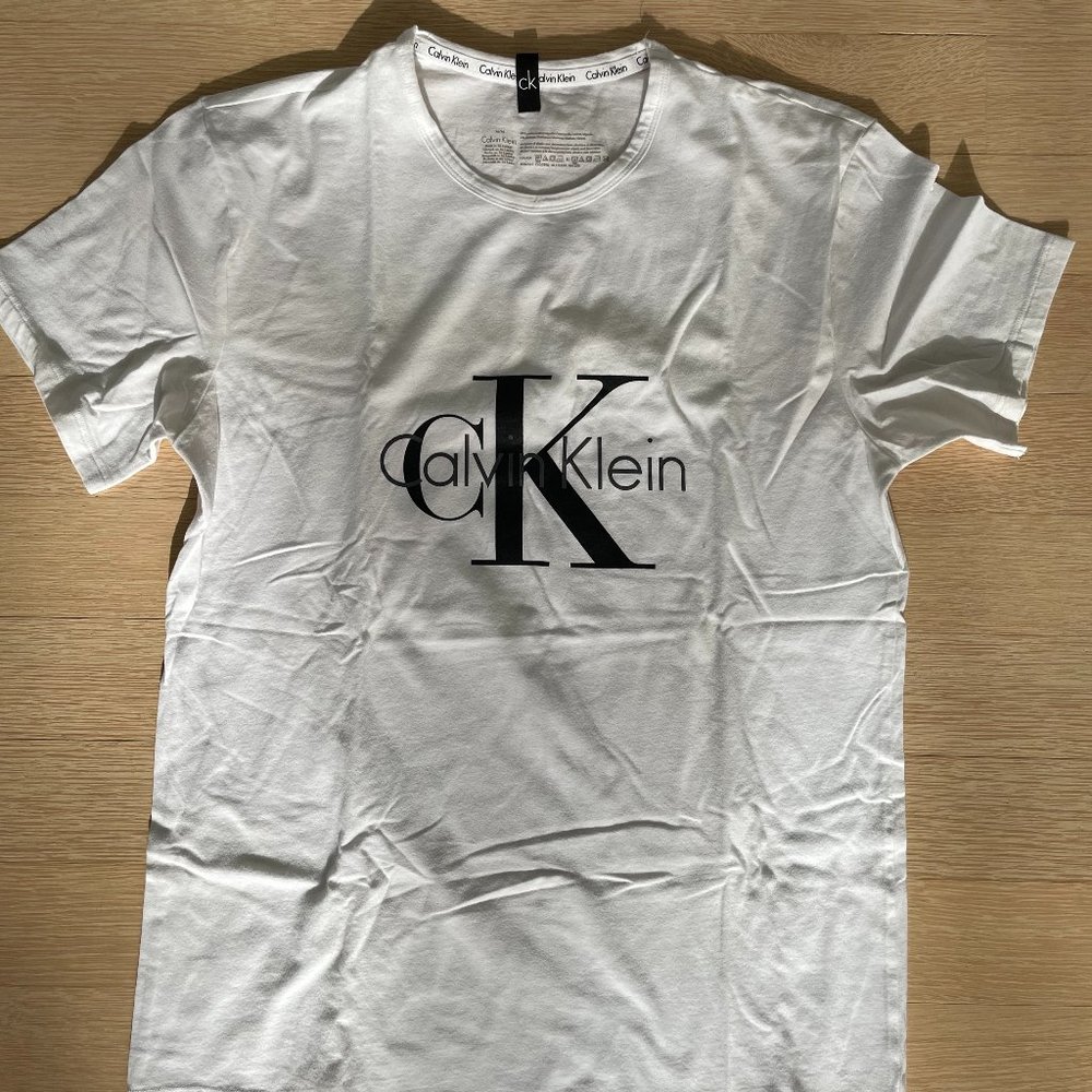 White Calvin Klein Logo Tee (Size M)
